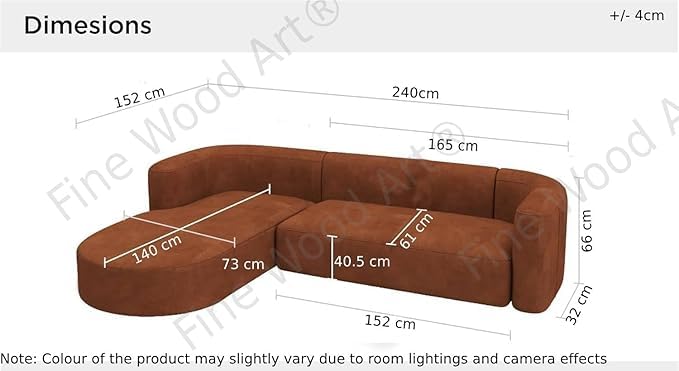 Image of Rosewood ! Modern Classic L Shape Sectional Sofa Set, Chesterfield Style 4 Seater Sofa Set with Pillows for Living Room, Bedroom and Office and Hallway Colour (L-Shape RHS Beige)