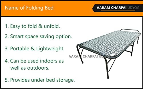 Image of Double Pipe Folding Bed Size 36 X 72 | Folding Bed for Sleeping Purpose | Extra Strong (36 inch X 72 inch)