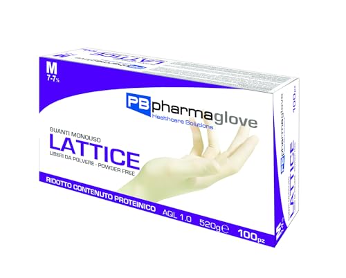 PBPharma - Guantes desechables de látex, protección multiusos para uso alimentario, doméstico y profesional, látex de goma natural, color blanco L 8-8½ - 1000 unidades - Made in Italy