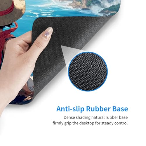 Image of BESTOR Anime Series Mouse Pad-Luffy Ocean Cliff Design Mouse Mad with Anti-fray Stitching, Waterproof Surface & Non-Slip Rubber Base Stitched Edges Gaming Mouse Mat for Laptop (60cmx34cm)
