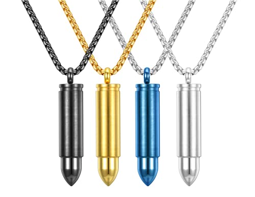Blowin Stainless Steel Memorial Cremation Ash Urn Vial Tube Bullet Pendant Keepsake Necklace, Golden, Free Chain (Black) BW1P20004114