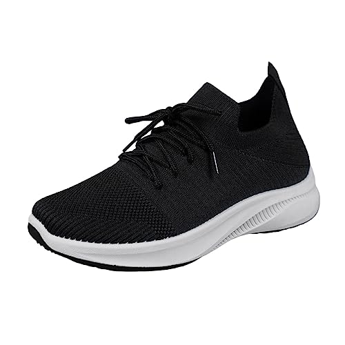 Genérico Zapatillas Impermeables Fondo con Cordones Malla Transpirable a la para Mujer Zapatos Plata Mujer (Black, 40)