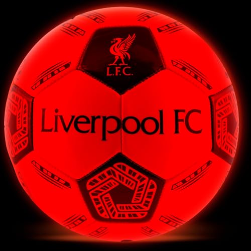 Hy-Pro Liverpool - Balón de fútbol con Luces LED de tamaño 5, con Luces de Choque, Apagado automático, Apto para Todas Las Edades