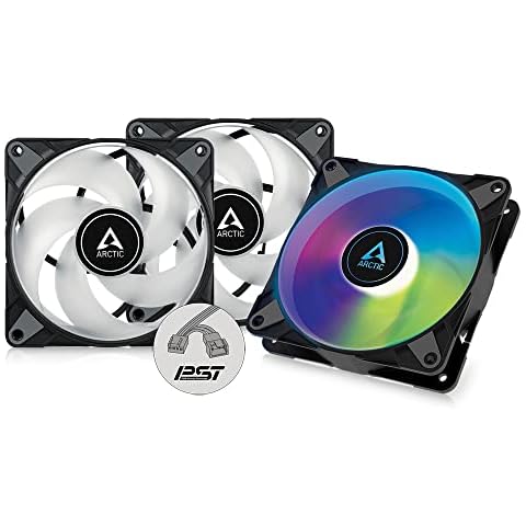 ARCTIC P12 PWM PST A-RGB (3 Stück) - 120 mm PWM Gehäuselüfter optimiert für statischen Druck, Case Fan, Semi-Passiv: 200-2000 U/min, 5V 3 Pin ARGB-LED - Schwarz Cover