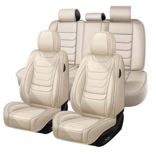 Image of Car Seat Covers Custom Fit Kia Telluride 2020-2026, Waterproof Nappa Leather Car Seat Protector, Breathable Car Seat Cushion, Seat Covers for Car(5 Seats Standard /Beige)