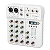 4 Channel Audio Mixer Mini, Sound Board Mixing Console with Digital USB Bluetooth 48V Phantom Power and Reverb, Small Sound Mixer Interface for Pc, DJ Mixer for Podcasting & Studio Streaming