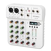 4 Channel Audio Mixer Mini, Sound Board Mixing Console with Digital USB Bluetooth 48V Phantom Power and Reverb, Small Sound Mixer Interface for Pc, DJ Mixer for Podcasting & Studio Streaming