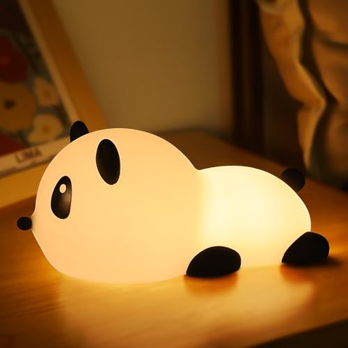 Image of Nursery Night Light 7-Color: Silicone Squishy Nightlights For Kids With Usb Rechargeable Cute Baby Light Decorative Room LED Lamp- Gifts For Children Toddler, White