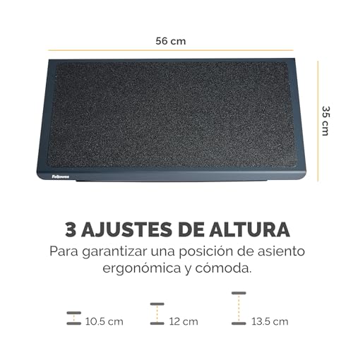Fellowes - Metálico Professional Series - Reposapiés Metálico Ergonómico de Altura Ajustable, Negro, 56x35x100/165 - imagen 3