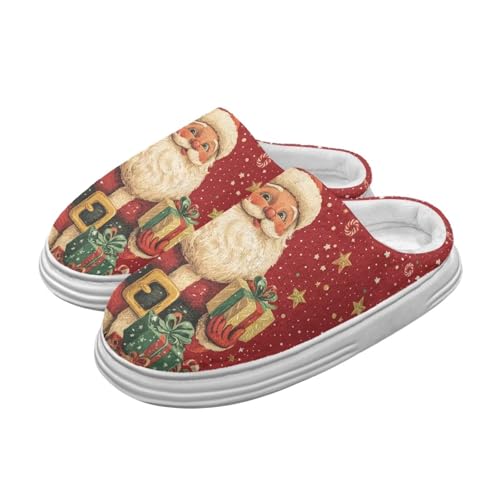 Slippers for Women Warm Flannel Hard Sole Slippers Holiday Decor 5-11