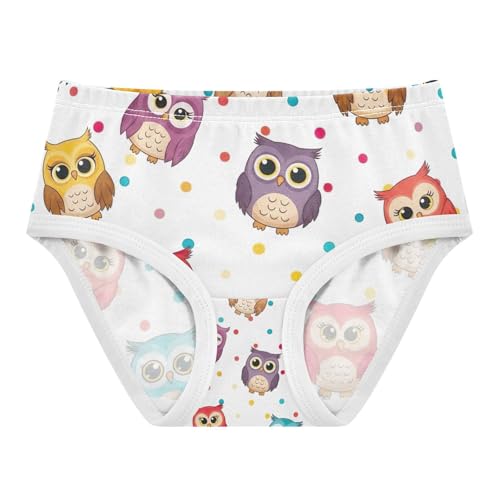Girls Underwear, Cute Colorful Owls Toddler Briefs, Girls Underwear Cotton, 2T–8 Years