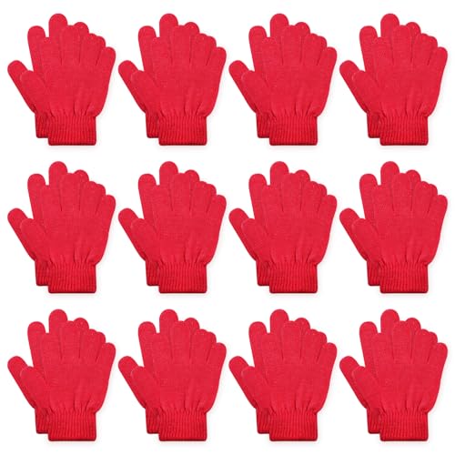 Image of ONESING 12 Pairs Kids Gloves - Warm Knitted Winter Gloves Bulk for Girls Boys | Children Gloves Designed for Cold Weather