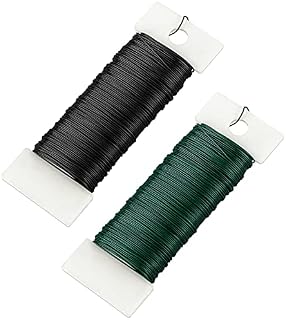 Fovths 2 Rolls 32 Yards Floral Wire Flexible Florist Wire for Wreath Making Green and Black Paddle Wire for Crafts, Christmas Wreaths Tree, Garland and Floral Arrangements
