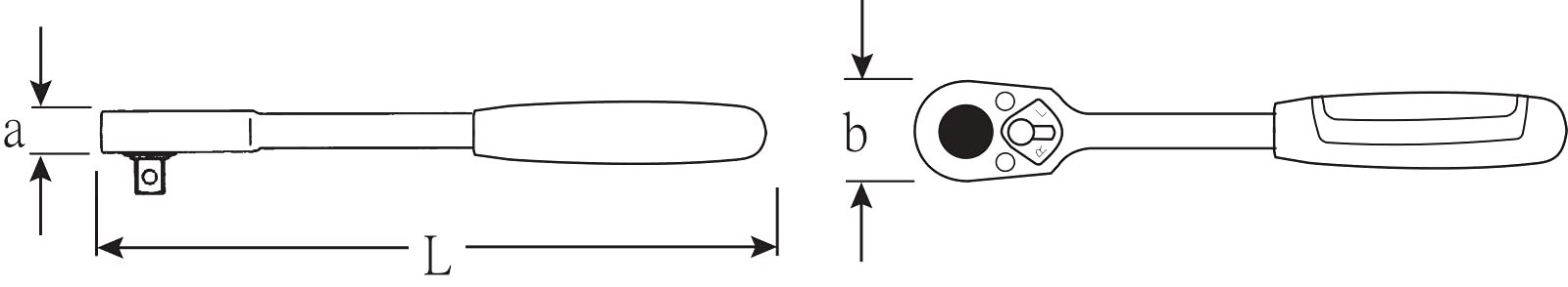 Stahlwille 13231011 1/2-Inch (12.5 mm) Square Drive Reversible Ratchet, 60 Fine Tooth, Chrome Alloy Steel with 2-Component Handle, For use in confined spaces, Perfect for Tightening Works, L. 265 mm