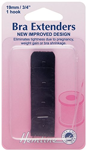 Hemline Bra Back Extender Extension de Soutien-Gorge, Noir, 19mm Femme