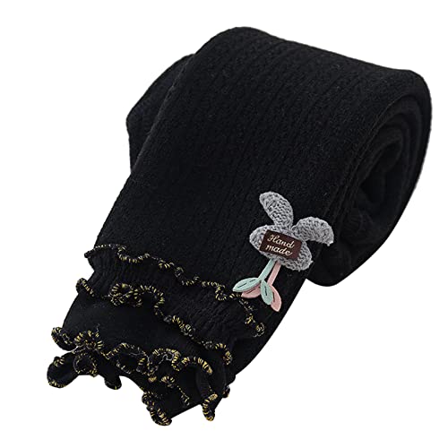 Toddler Kids Girls Footless Tights Leggings Cable Ribbed Ruffle Stocking Pants Cute Bunny Easter Leggings