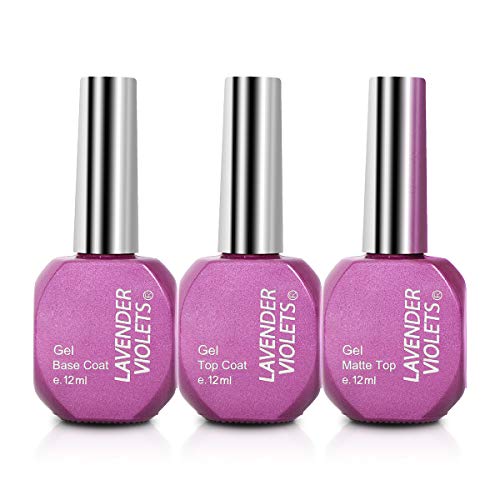 Lavender Violets No Wipe Gel-Nail-Polish-Base-Top-Coat Shiny and Matte Top Gel Long Lasting 12ml F807