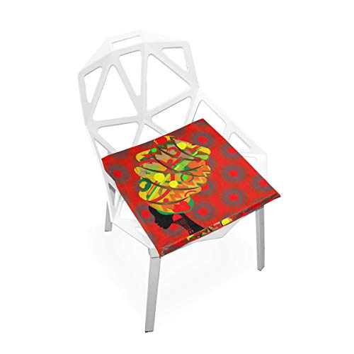 Linomo - Cojín de espuma viscoelástica para silla de mujer étnica africana para niños, 16 x 16 pulgadas