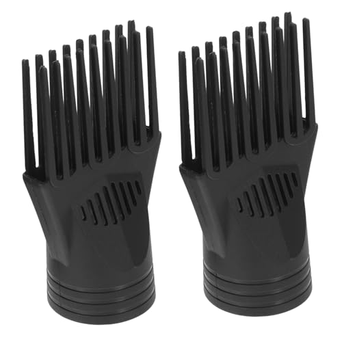 Ipetboom Lot de 2 Embouts Peigne Sèche-cheveux Noirs en Plastique Robuste, Diffuseur Concentré Compatible Plupart des Sèche-cheveux, Accessoire pour Salon...