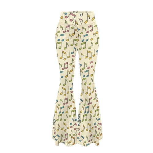 Havibep Women's Music Notes Flared Yoga Pants XL