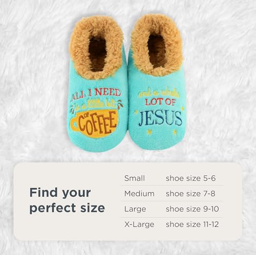 Image of Snoozies Coffee Slipper Socks for Women Cute Gifts and Fun House Slippers with Soft Sherpa Lining and Grips
