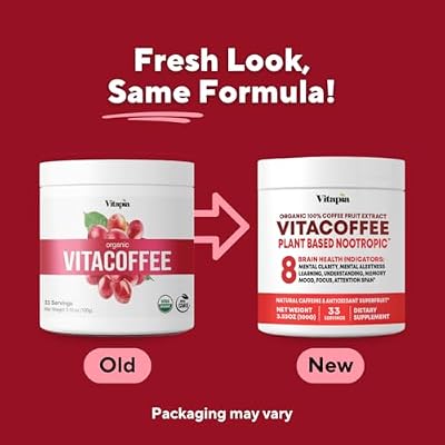 Vitapia Vitacoffee Caffeine Coffee Fruit Powder for Energy, Memory, Focus, Antioxidant, Metabolism, Skin Health Support - 100g & 33 Day Supply - Non-GMO, Gluten-Free, Vegan Supplement