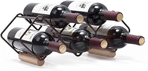 TOMORAL - Botellero de vino, soporte para 5 botellas de vino para almacenamiento de vino, no requiere montaje, moderno estante de metal para vino, pequeño estante de vino