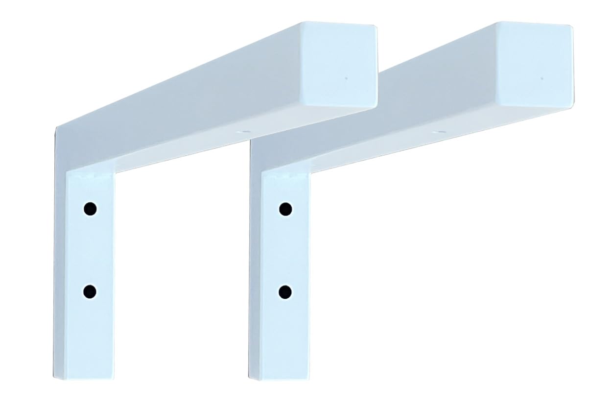 Waschtischkonsole Wandkonsole Stahl weiß L-Form 2 Stück (450x150mm)