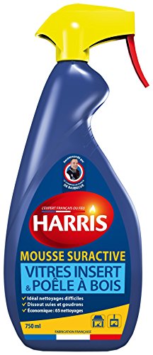 Harris Mousse Suractive pour Vitres Insert 750ml - Nettoyant Vitre Insert Cheminée à Bois et Poêle - Élimine Suie, Traces Incrustées, Mousse Active Nettoie Insert...