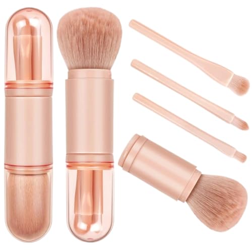 4 in 1 Mini Carino Trucco Pennello Viaggio Trucco Pennelli Set Retrattile Professionale Fondazione Miscelazione Polvere Ombretto Pennello