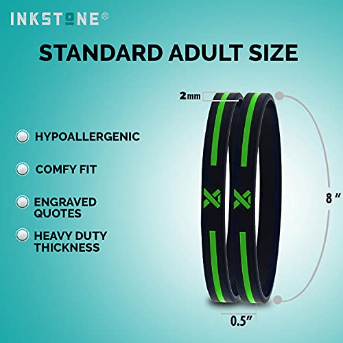 Inkstone (12-Pack) Green Awareness Ribbon Silicone Bracelets - Wholesale Pack Of 1 Dozen Unisex Wristbands… #TOP4