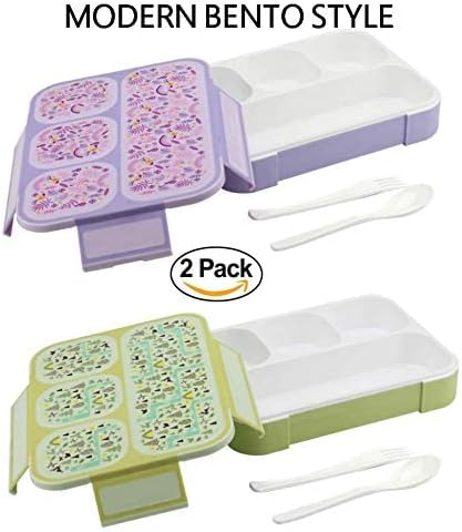 Miniatura 2 de Bento Box - Lonchera de Unicornio, Flor, Ballena, Bosque, para niños, niñas y bebés  Contenedores de alimentos  Rosa Púrpura Azul Verde Amarillo.