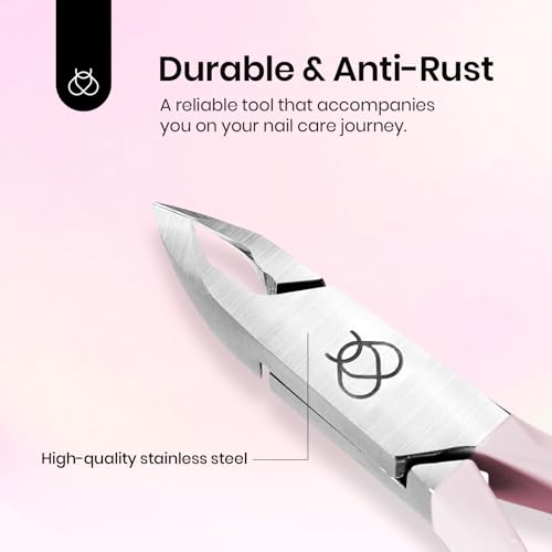 Image of Beetles Cuticle Trimmer Nail Cuticle Nippers 0.16 Inch Fine Jaw Cuticles Cutter Stainless Steel Cuticles Remover Scissors Beginner Friendly Nail Art Tools for Manicure Care Pink
