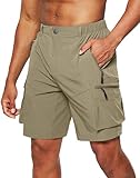 Pudolla Men's Hiking Cargo Shorts Quick Dry Outdoor Travel Shorts for Men with Multi Pocket for Fishing Camping Casual (Dark Khaki X-Large)