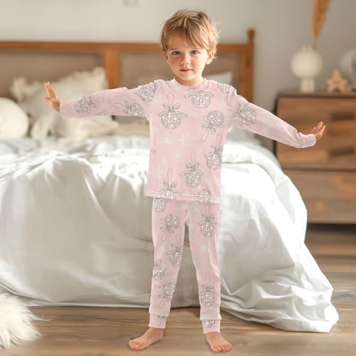 Pajama Sets Long Sleeve Christmas Balls Snowflakes Soft Comfy Sleepwear 2 Piece PJS 3-8T 6