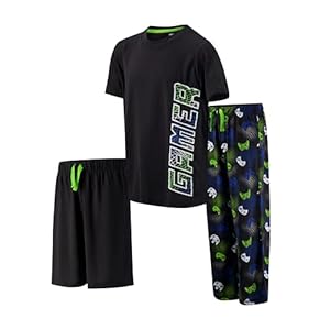 US Angels Conjunto de pijama para niños, 3 piezas, ajuste holgado, suave, transpirable, adolescentes y niños, talla 7-8, 10-12, 14-16