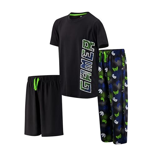 US Angels Boys Pajamas 3 Piece Set, big boys pj set, pajama pants for boys, pijama shorts, Size 8, Size 10-12, Size 14-16