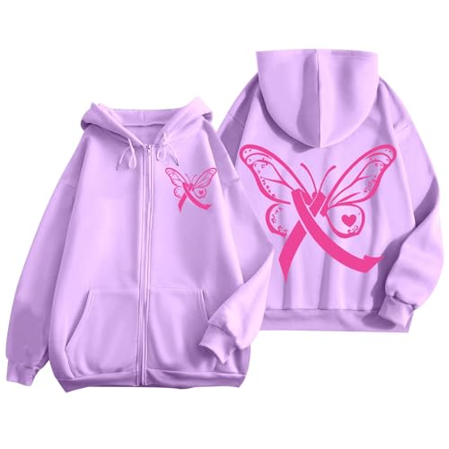 Sweat rose femme à capuche zippé cancer du sein solidarité