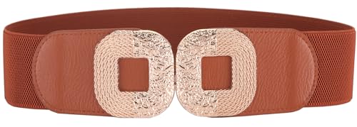 ALAIX Women's Wide Elastic Belt Gold Buckle Dress Belt Stretchy Waistband Waist Belt Cinch Belts for Women