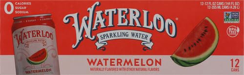 Image of Waterloo Sparkling Water, Watermelon Cans, 12 Fl Oz (Pack of 24)