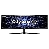 Monitor Gamer Curvo Samsung Odyssey 49" DQHD, 240Hz, 1ms, tela super ultrawide, HDMI, Display Port, USB, G-sync, Freesync Premium Pro, com ajuste de altura, branco, série G9