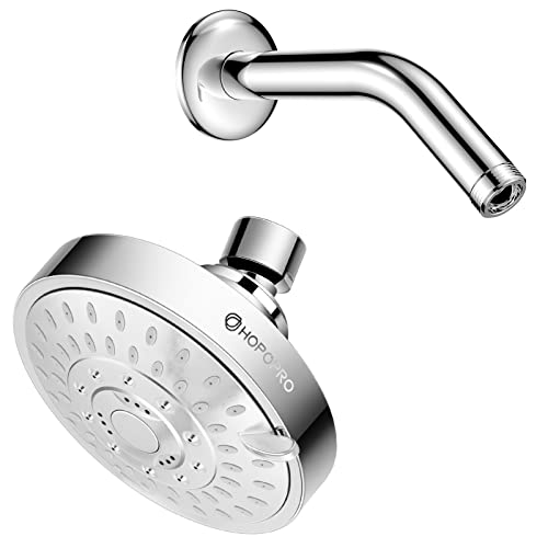 HOPOPRO NBC News Consumer Reports Recommended Shower Brand, 5-Mode High Pressure Shower Head and Shower Arm for Healthy Luxury Shower Experience Even at Low Water Flow - Chrome