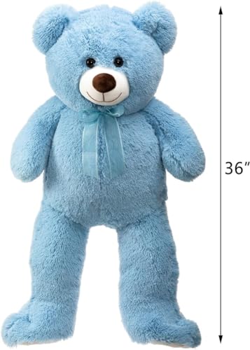 Image of RVA Teddy Bear Stuffed Animals, 3 Feet Big Sky Blue Stuffed Bear Plush Toy with Footprint, Gifts for Kids, Wife, Girlfriends on Christmas Birthday Valentine's Day, 36 inch