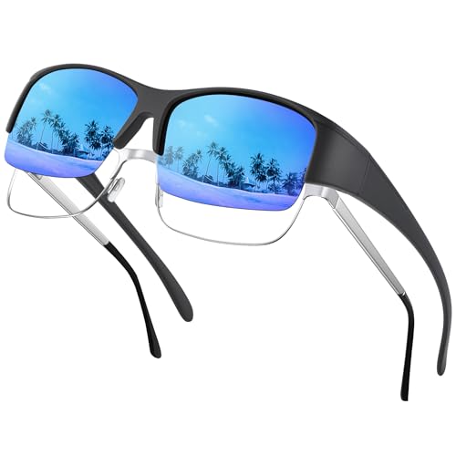 Perkanion Polarisiert Sonnenbrille Über Normale Brille - Überzieh Sonnenbrille Sonnenüberbrille für Brillenträger Herren Damen mit UV400