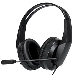 Wired Headset with Mic for Laptop – Computer Headset with Noise Canceling Microphone & Volume Control – 3.5mm Stereo Headphones with Mute for Home Office Class