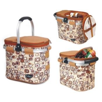 Aluminum Framed Picnic Cooler Basket in Brown