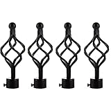 4 Pack Window Treatment Finials Curtain Rod End Caps, Long Twisted Shaped Decorative Rod Finials with Screws Fit for 3/4 or 7/8 Inch(18-22 mm) Diameter Curtain Rod Drapery Rod Replacement Finials
