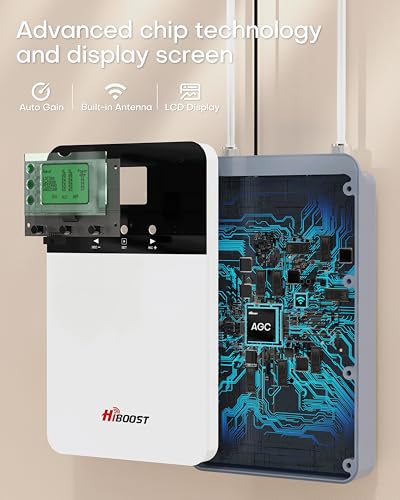 Image of Hiboost Cell Phone Signal Booster for Home Office and Multi Room, Covers up to 8000 Sq Ft with 2 Indoor Antennas, Boost 5G 4G LTE for All US Carriers (Verizon, AT&T, T-Mobile etc), FCC & App Support