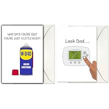 GIFTING GIGGLES [2-pack] Funny Happy Birthday Card for Dad Great Happy Bday Gift for Father, Papa, Step Dad, Daddy, Padre | 30th 40th 50th 60th 70th 80th 90th