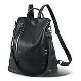 cocururu Women Backpack Purse PU Leather Anti-theft Casual Shoulder Bag Fashion Ladies Satchel Bags (black)